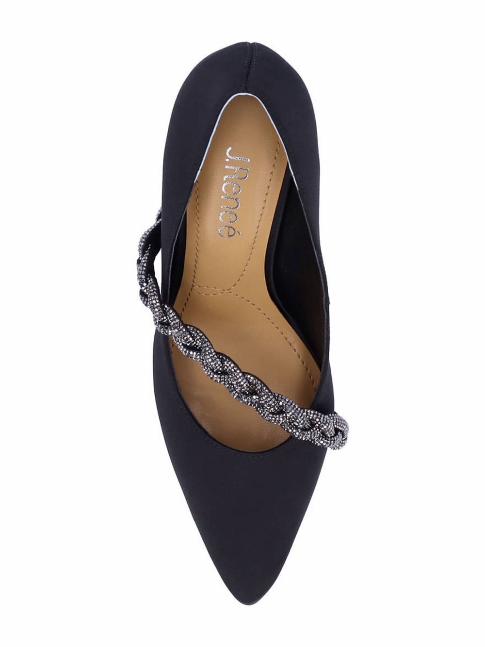 Black Embellished Braided Strap Pointed-Toe Pump - Picture 10 of 12